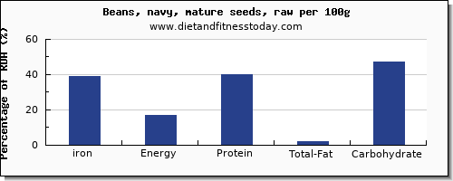 iron and nutrition facts in navy beans per 100g